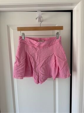 BCBGeneration Pink Lace-Trim Skort Shorts